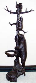 082060 BRONZE BEAR UMBRELLA STAND  COAT TREE H 89