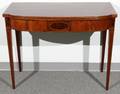 082031 ANTIQUE MAHOGANY FLIP TOP GAME TABLE W INLAY