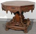 082029 TUDOR STYLE OAK CARVED HALL TABLE C1900