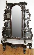 080008 ROCOCO REVIVAL MAHOGANY  MARBLE PIER MIRROR