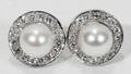 072055 DIAMOND PAVE JACKETS  CULTURED PEARL EARRINGS