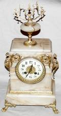 071019 ONYX  GILT METAL MANTEL CLOCK C 1880