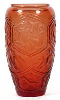 LALIQUE HESPERIDES AMBER GLASS VASE