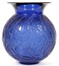 LALIQUE NYMPHALE BLUE GLASS VASE