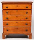 AMERICAN MAPLE CHEST OF FIVE DRAWERS 19TH C