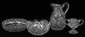 HAND CUT GLASS BOWLS OPEN SUGAR AND PITCHER