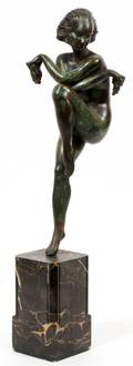 RAYMONDE GUERBE ART DECO BRONZE  MARBLE FIGURE