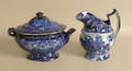 Blue Staffordshire covered tureen and pitcher