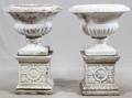 CAST CEMENT GARDEN URNS PAIR