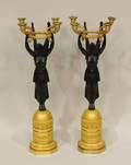 Pair of Dore Bronze Empire Candelabras