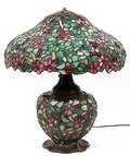 TIFFANY STYLE LEADED GLASS LAMP