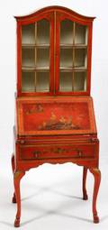 CHINOISERIE PAINTED WOOD DROPFRONT SECRETARY