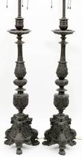 ITALIANATE ELECTRIFIED METAL LAMPS LATE 19TH C