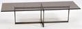 GLASS  PATINATED METAL COFFEE TABLE C 1980