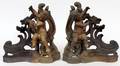 FRENCH CHERUB FIGURAL BRONZE CHENETS 19THC PAIR
