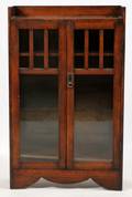 MISSION OAK DOUBLE GLASS DOOR BOOK CASE