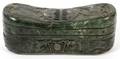 CHINESE CARVED GREEN JADE PILLOW BOX
