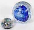 EICKHOLT BLUE GLASS PAPERWEIGHT 2 PCS