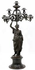 BRONZE FIGURAL EIGHTLIGHT CANDELABRUM
