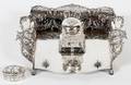 VICTORIAN STERLING  CRYSTAL INKSTAND  SNUFF BOX