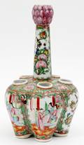 CHINESE ROSE MANDARIN PORCELAIN CROCUS VASE