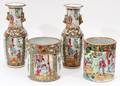 CHINESE MANDARIN ROSE PORCELAIN VASES  JARS