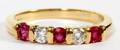 18KT YELLOW GOLD RUBY  DIAMOND BAND RING