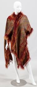 CERESNIE  OFFEN PAISLEY WRAP W PERSIAN LAMB TRIM