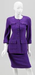 CHANEL BOUTIQUE PURPLE WOOLBLEND SKIRT SUIT