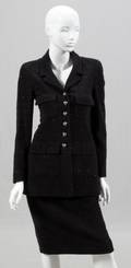 CHANEL BOUTIQUE BLACK WOOLBLEND SKIRT SUIT