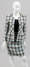 CHANEL BOUTIQUE PLAID WOOL SKIRT SUIT