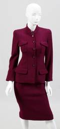 CHANEL BOUTIQUE MAGENTA WOOLBLEND SKIRT SUIT