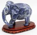 CHINESE BLUE CARVED SODALITE FIGURE OF AN ELEPHANT