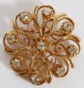 14KT YELLOW GOLD  DIAMOND BROOCH
