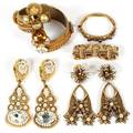 CONTEMPORARY GOLD TONE COSTUME JEWELRY SEVEN PIECES