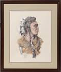 FRAMED PRINT OF AN INDIAN WARRIOR