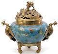 CHINESE CLOISONN  BRASS CENSER