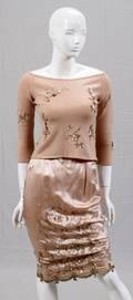 OSCAR DE LA RENTA CASHMERE SWEATER  SILK SKIRT