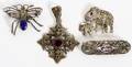 SILVER CROSS PENDANT  STERLING MARCASITE BROOCHES