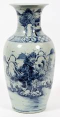 CHINESE BLUE ON GRAY PORCELAIN VASE