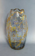 Large enamel decorative glass vase