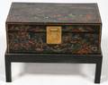 CHINESE LACQUER TRUNK ON STAND