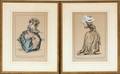 FRENCH HAND COLORED FASHION PRINTS ANTIQUE TWO