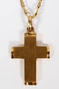 14KT BRUSHED GOLD CROSS PENDANT NECKLACE