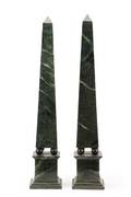 Pair of Faux Green Marble Obelisks 20th C