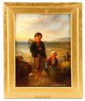 Continental Boy With Fishing Net Oil 1878