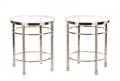 Pair of MCM Brushed Steel  Glass Side Tables