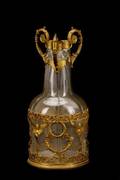 19th C French Gilt Metal Glass Perfume Trio Set