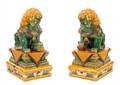 Pair of 34 Chinese Sancai Glazed Pottery Foo Dogs
