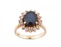 14k Gold Midnight Blue Sapphire  Diamond Ring